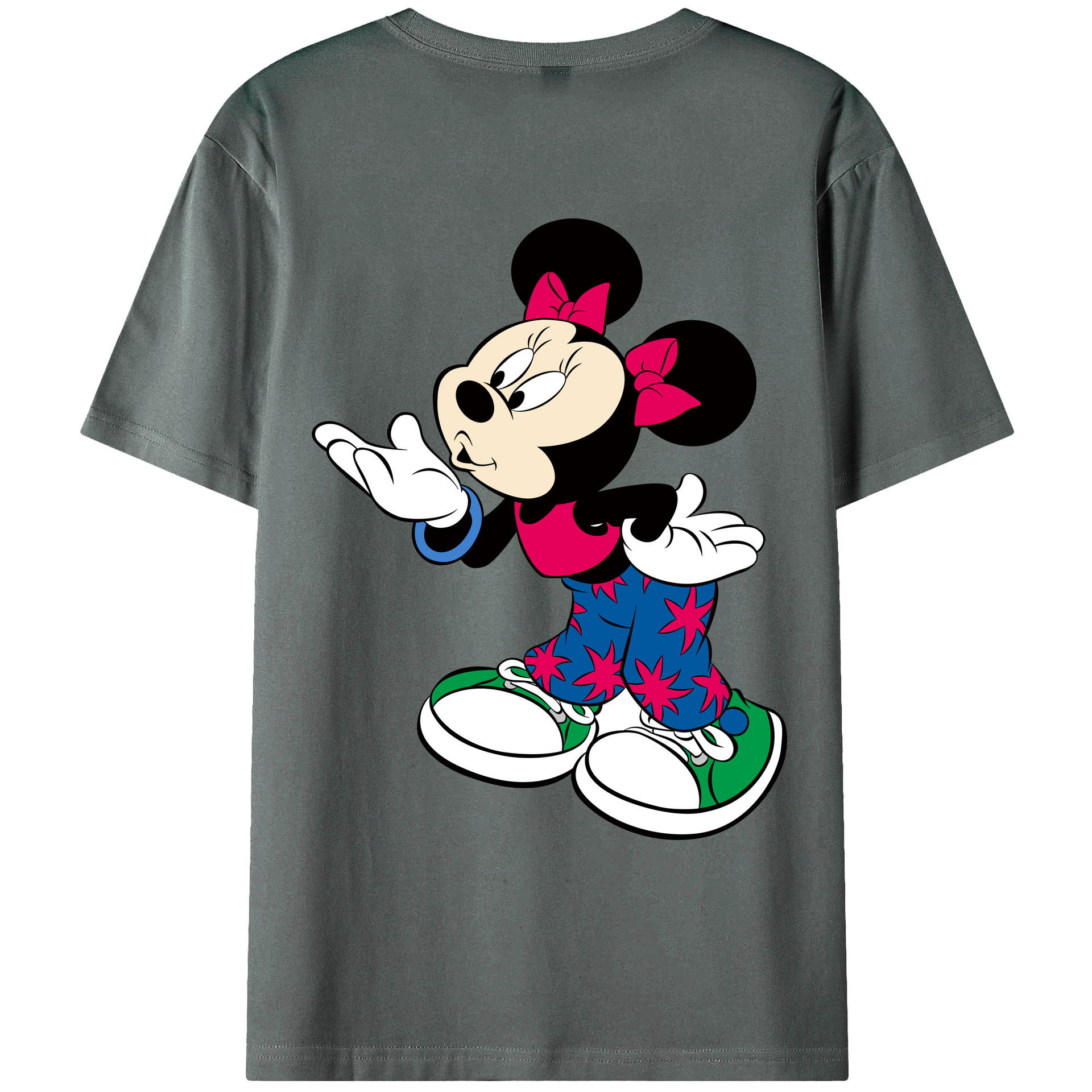 ミッキーマウス Mickey Mouse 綿100％ メンズ半袖Tシャツ（バックプリント） 通気性